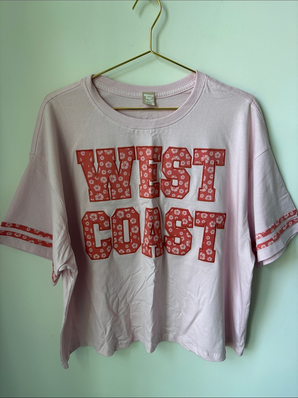 NWOT Messy Bun Just Chillin' West Coast Tee in Pink Floral Oversize Boho Size XL